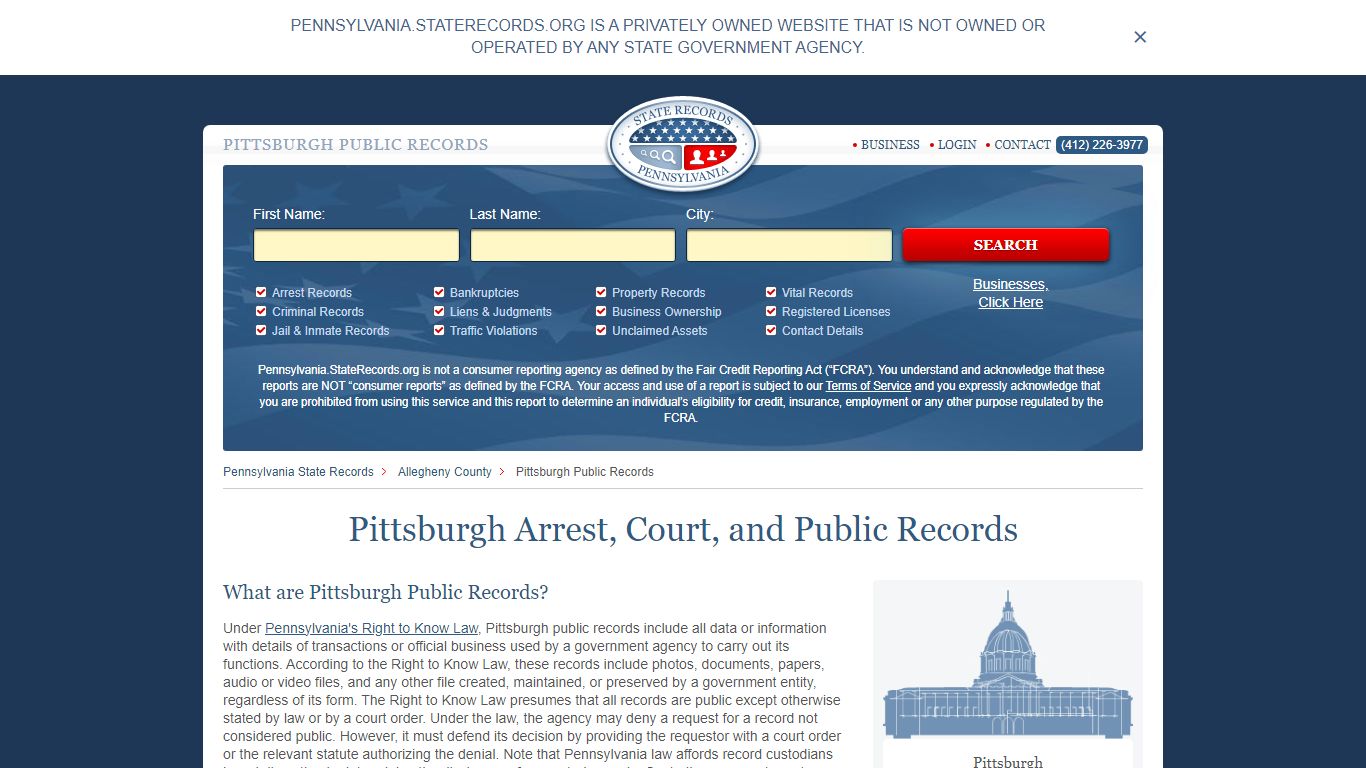 Pittsburgh Arrest and Public Records - StateRecords.org